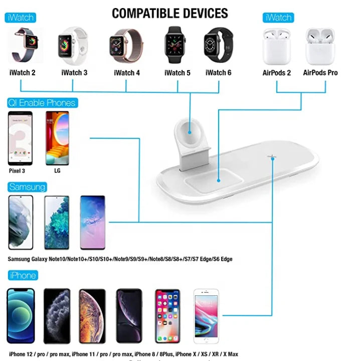 3-1 Fast Charging Wireless Charger Station