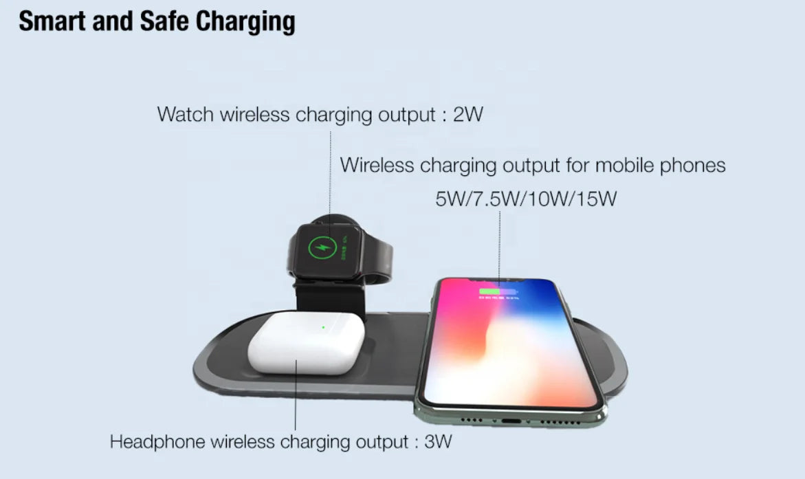 3-1 Fast Charging Wireless Charger Station