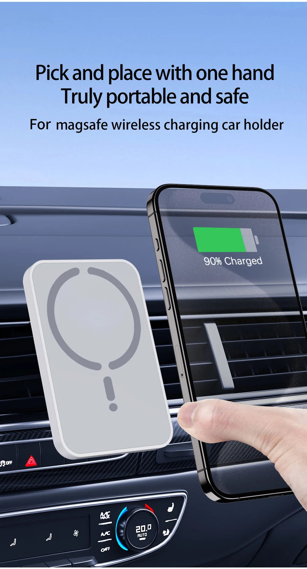 Car Phone Holder + Mount - Magnetic Wireless Charger