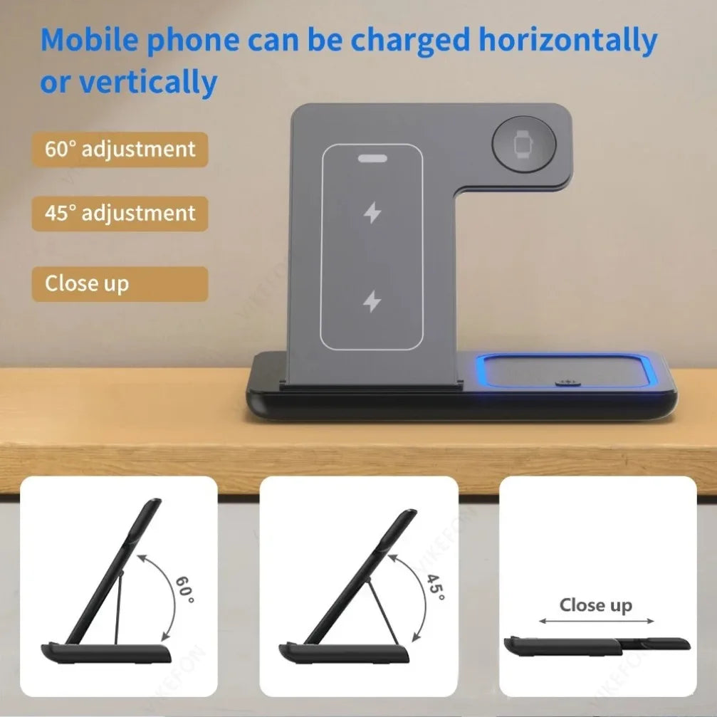 Foldable 3 In 1 Magnetic Wireless Dock Station - Compatible with any devices