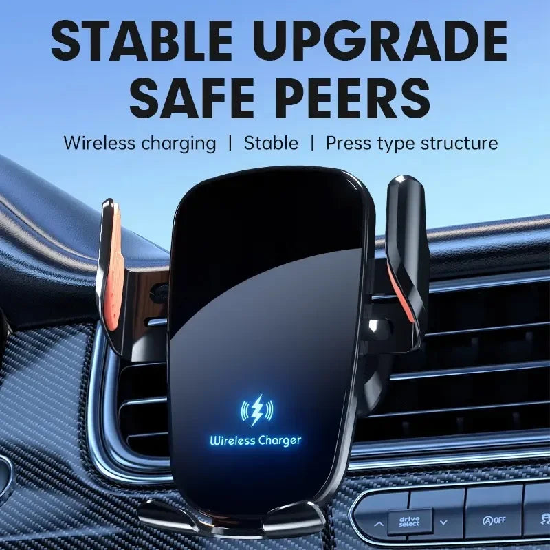 Wireless Car Charger - Air Vent Fast Charging Phone Holder in Car - compatible with iPhone + Android