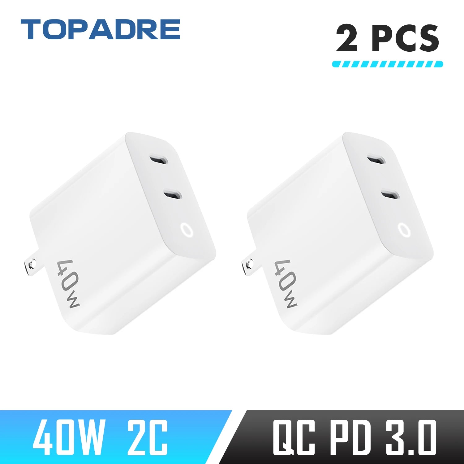 Duel Ports USB-C Lightning Charger with Charging Light