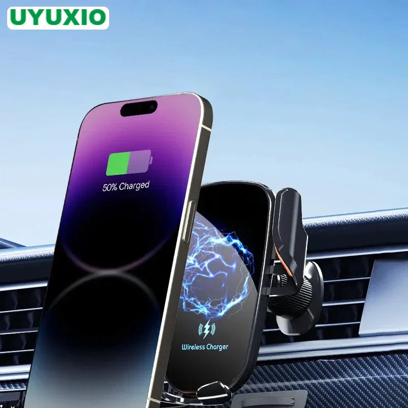 Wireless Car Charger - Air Vent Fast Charging Phone Holder in Car - compatible with iPhone + Android
