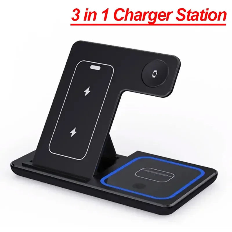 Foldable 3 In 1 Magnetic Wireless Dock Station - Compatible with any devices