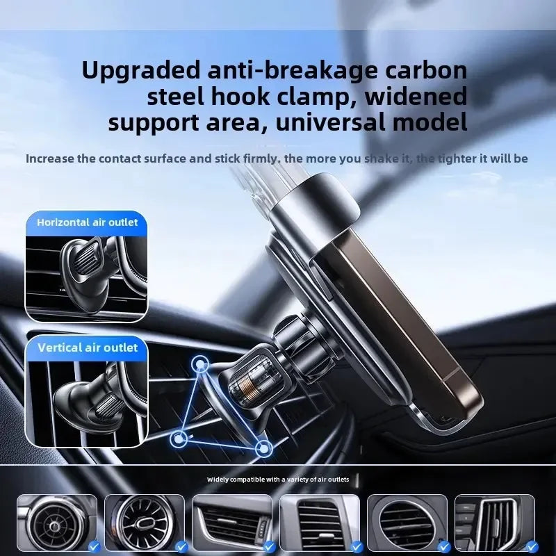 Wireless Car Charger - Air Vent Fast Charging Phone Holder in Car - compatible with iPhone + Android