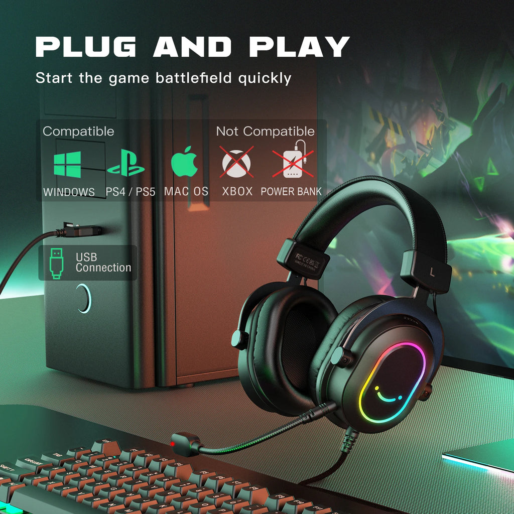 Gaming Headset with Mic Over-Ear Headphones