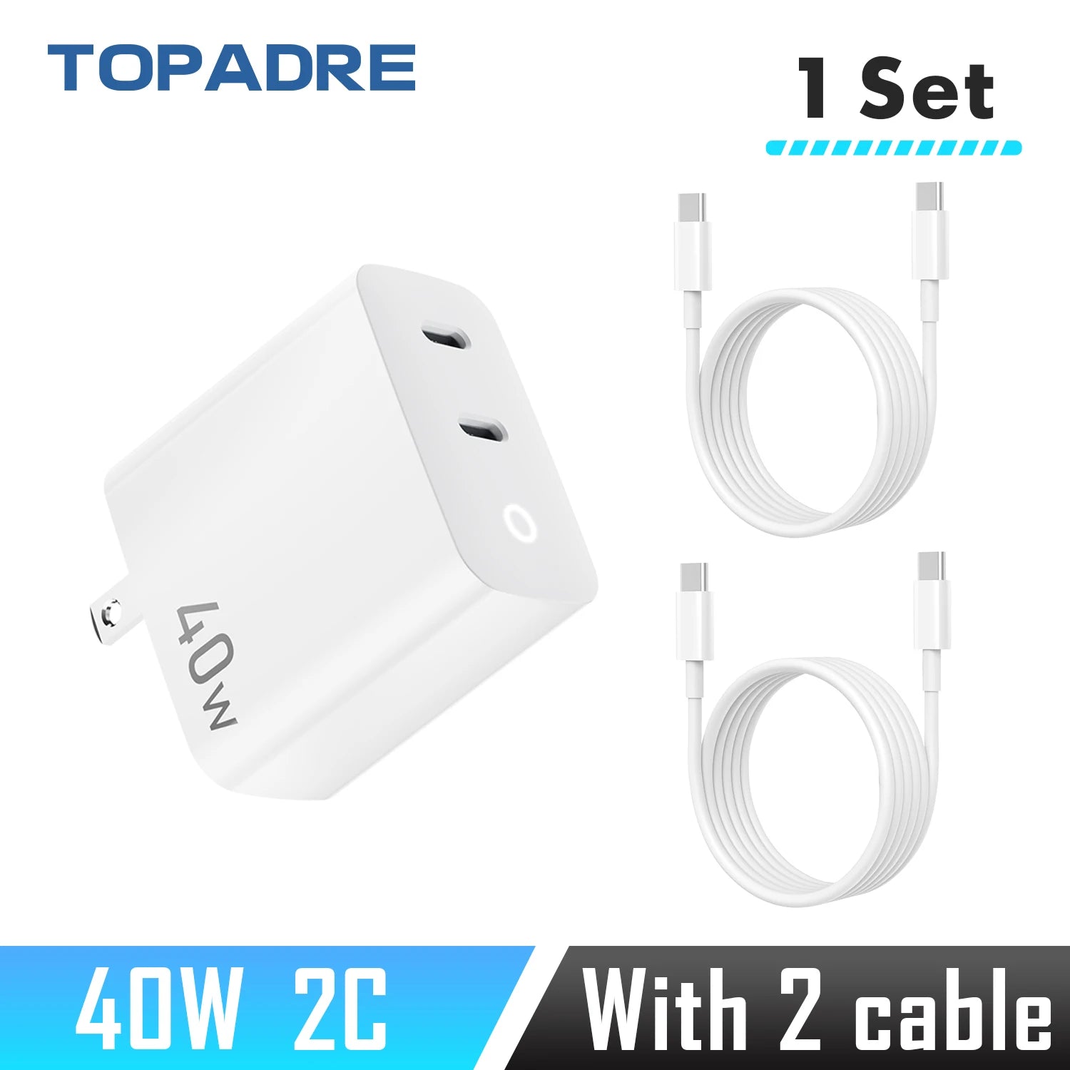 Duel Ports USB-C Lightning Charger with Charging Light