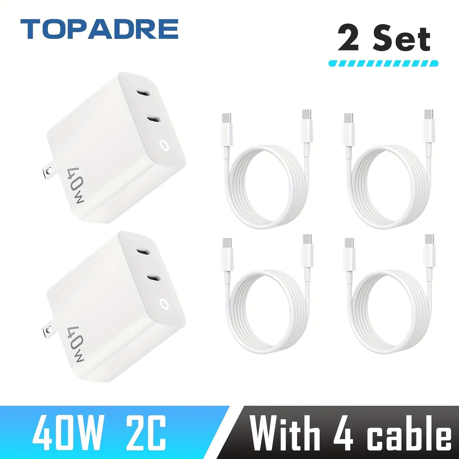 Duel Ports USB-C Lightning Charger with Charging Light