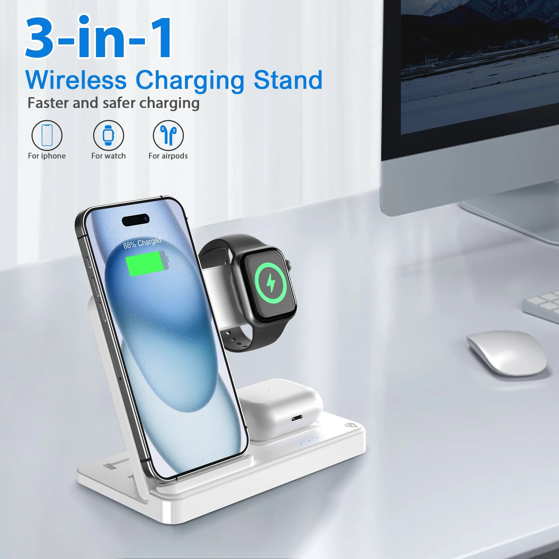 3 In 1 Magnetic Wireless Dock Station - Compatible with any devices