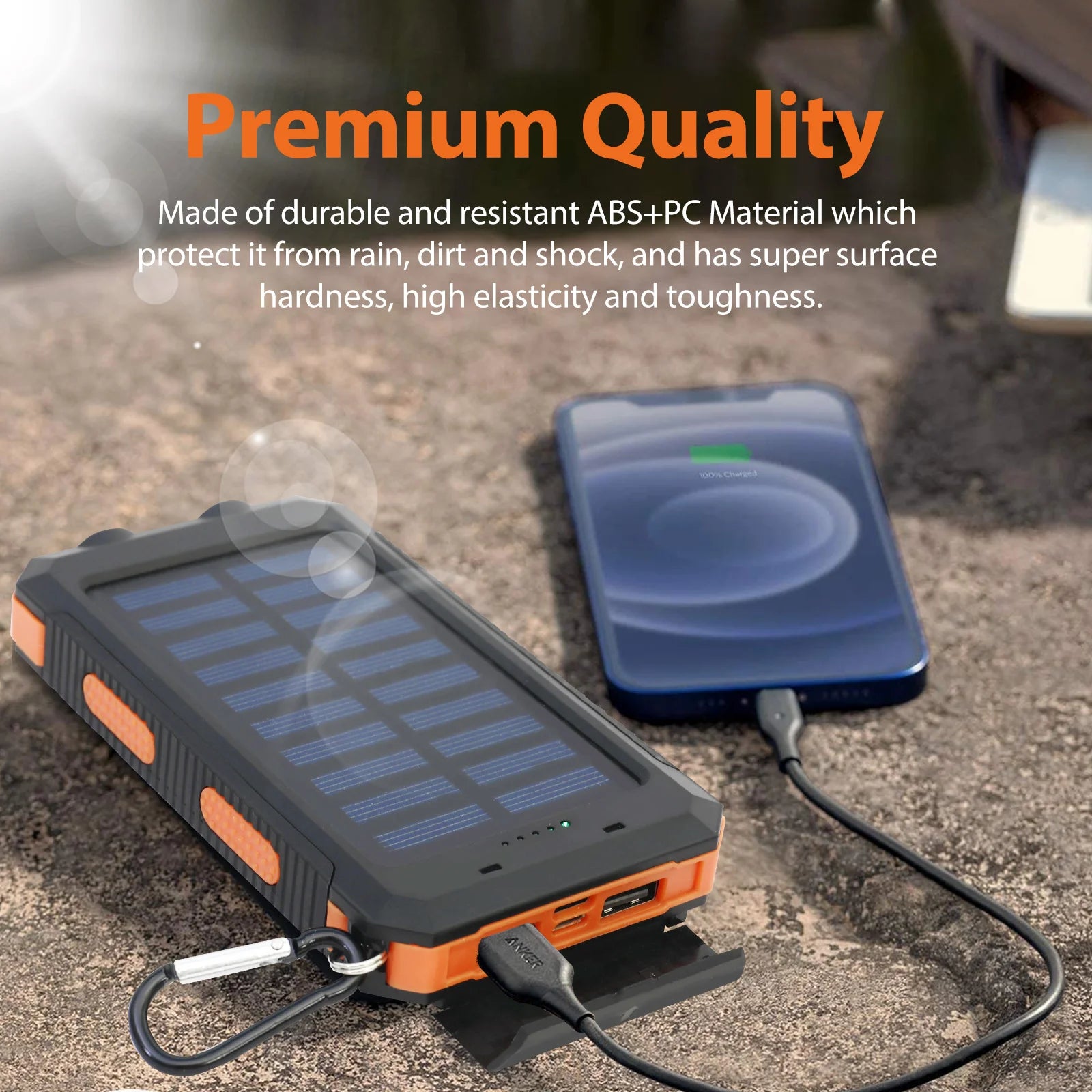 Solar Power Bank Portable - Waterproof