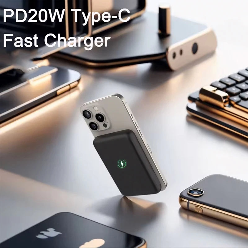 Magnetic Wireless Charger + Power Bank for iPhone 17/16/15/14/13/12