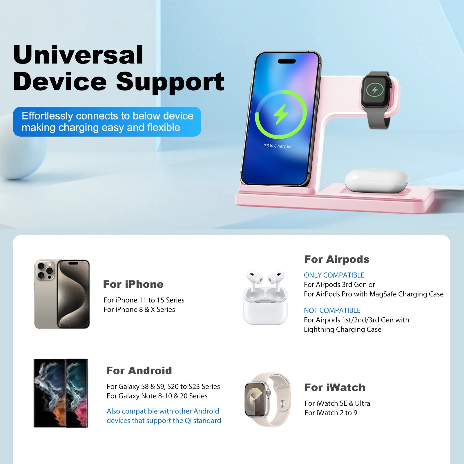 3 In 1 Magnetic Wireless Dock Station - Compatible with any devices