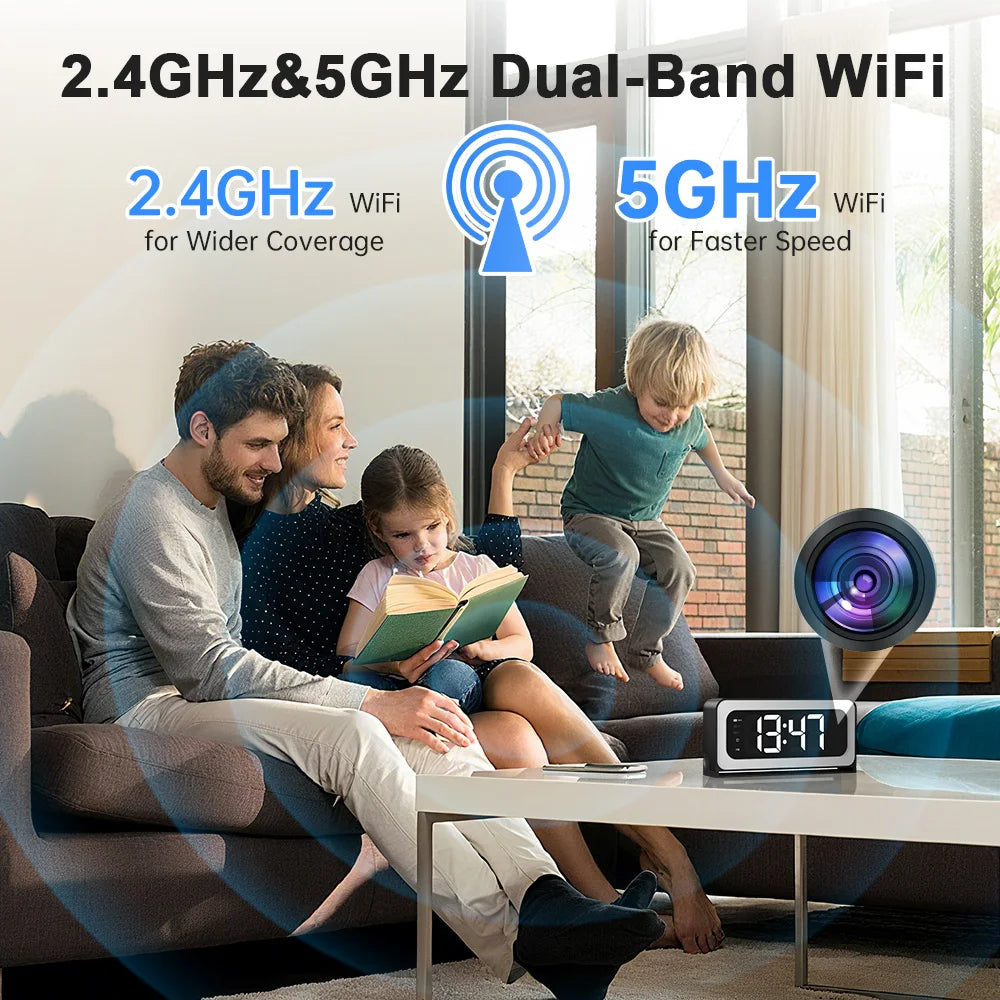 Wireless Alarm Clock - Wifi Control - Night Vision Home Surveillance Monitor
