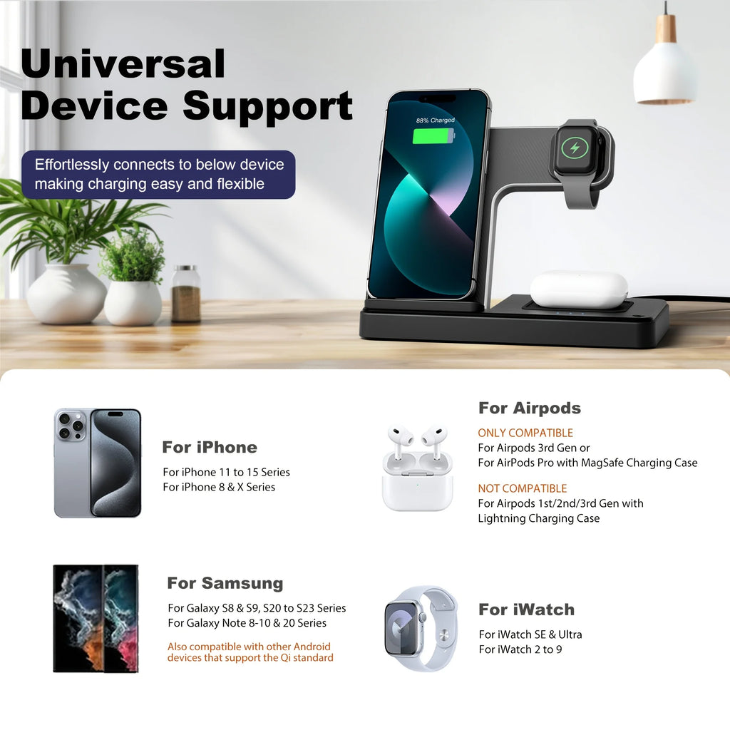 3 In 1 Magnetic Wireless Dock Station - Compatible with any devices