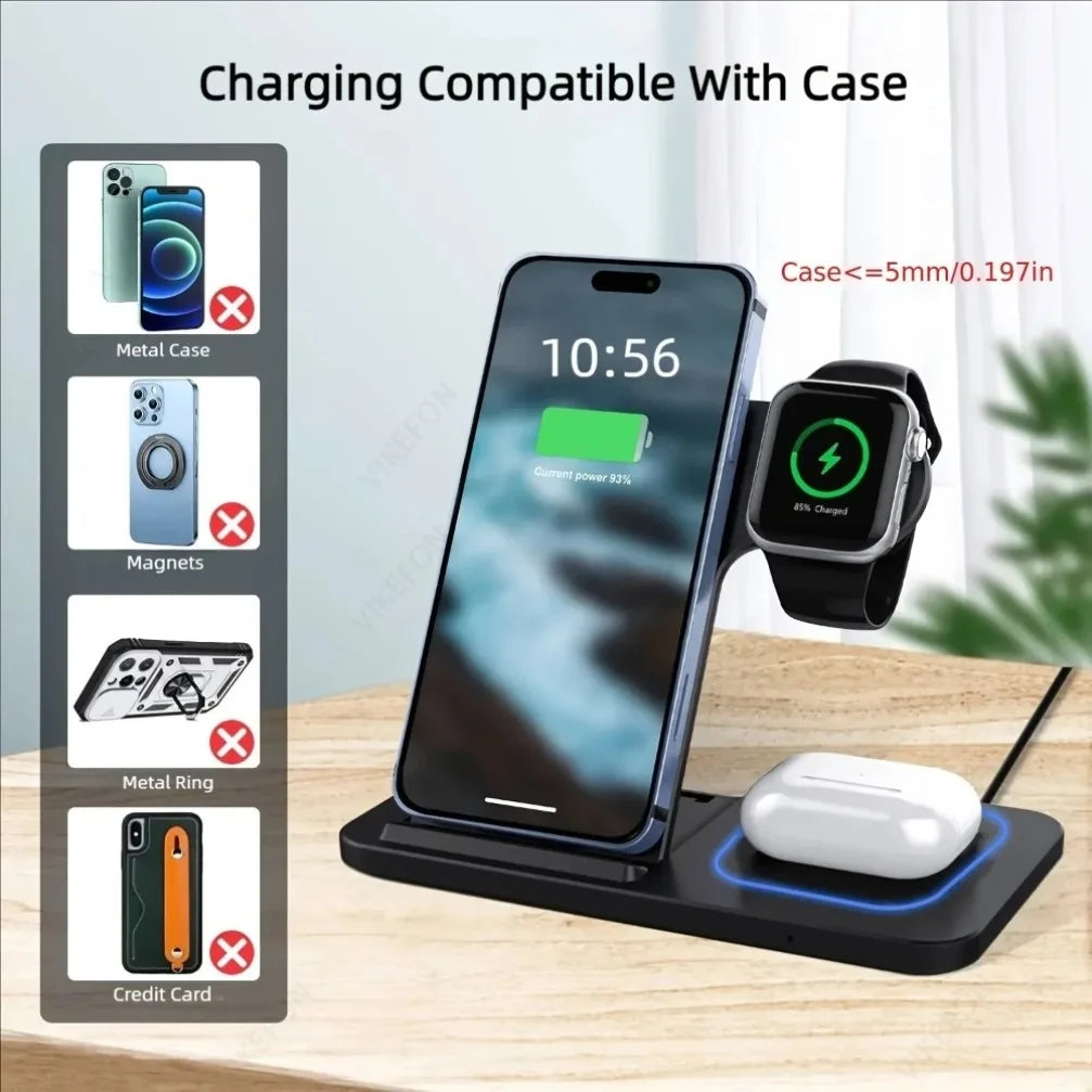 Foldable 3 In 1 Magnetic Wireless Dock Station - Compatible with any devices