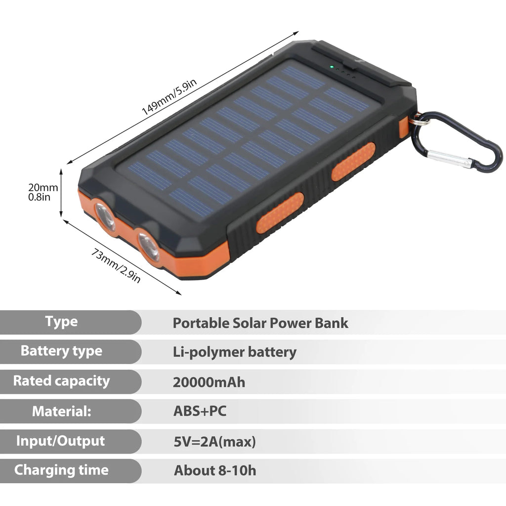 Solar Power Bank Portable - Waterproof