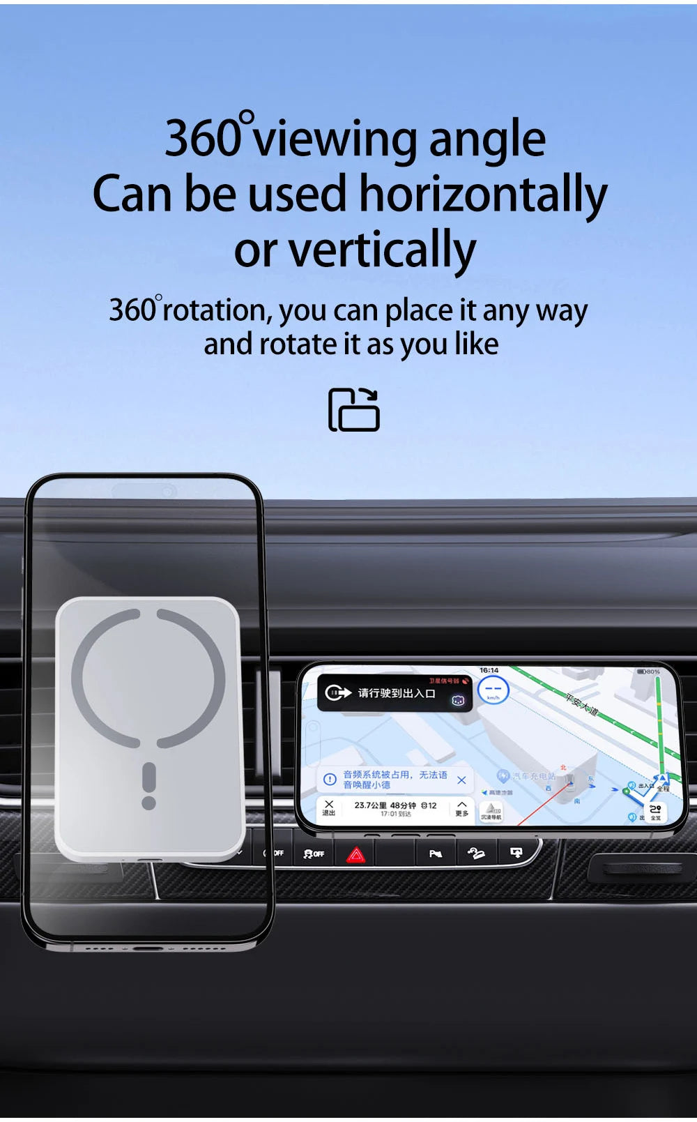 Car Phone Holder + Mount - Magnetic Wireless Charger