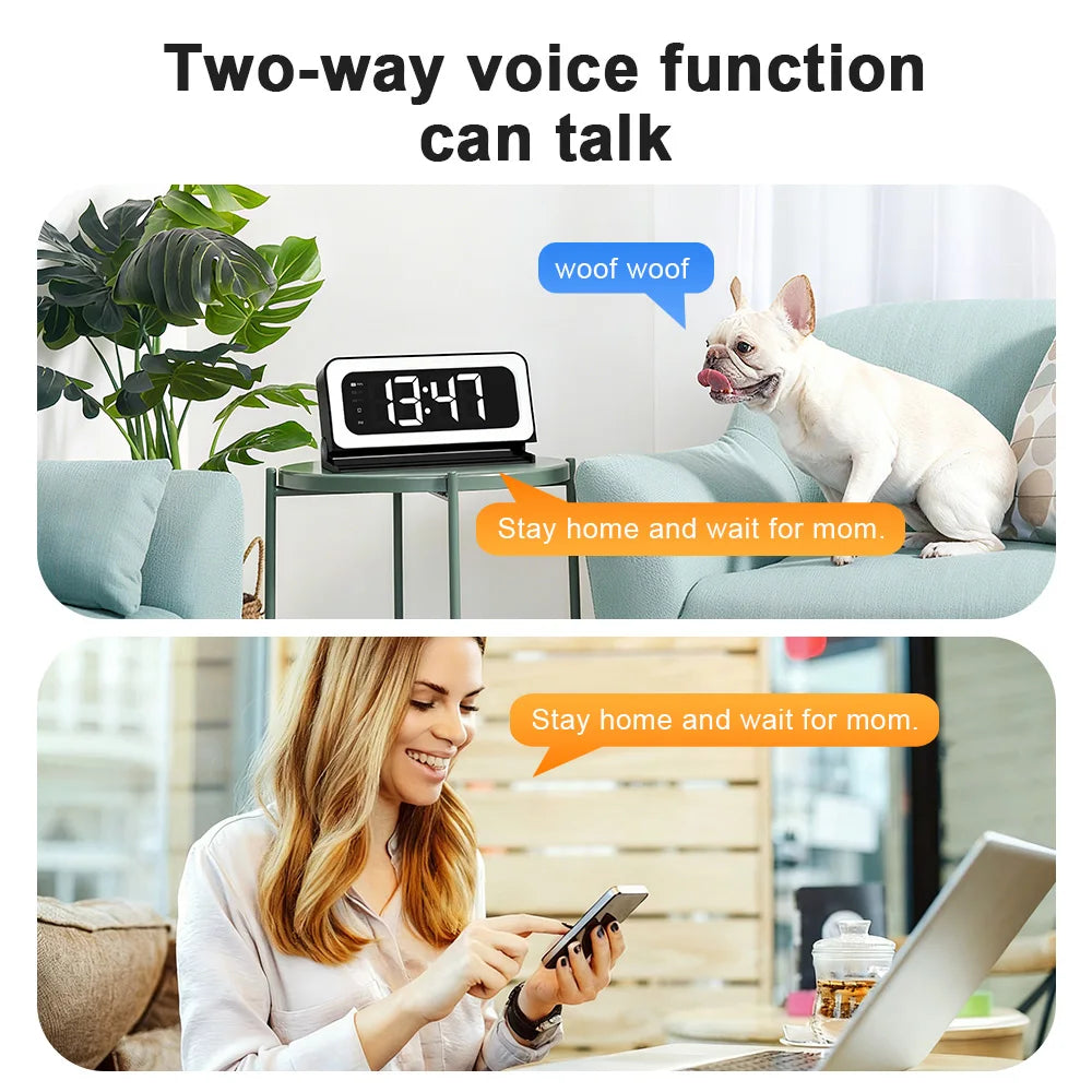 Wireless Alarm Clock - Wifi Control - Night Vision Home Surveillance Monitor