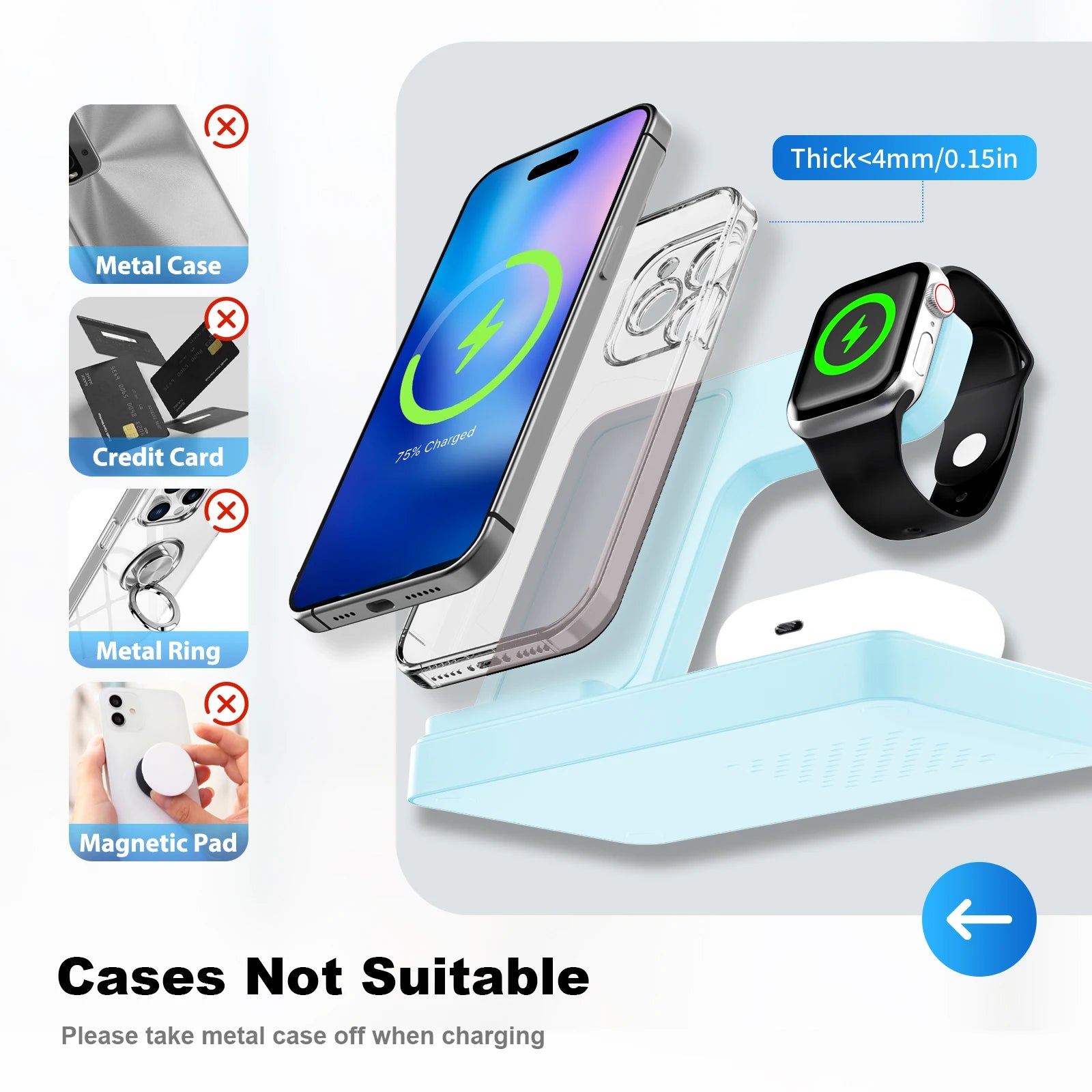3 In 1 Magnetic Wireless Dock Station - Compatible with any devices