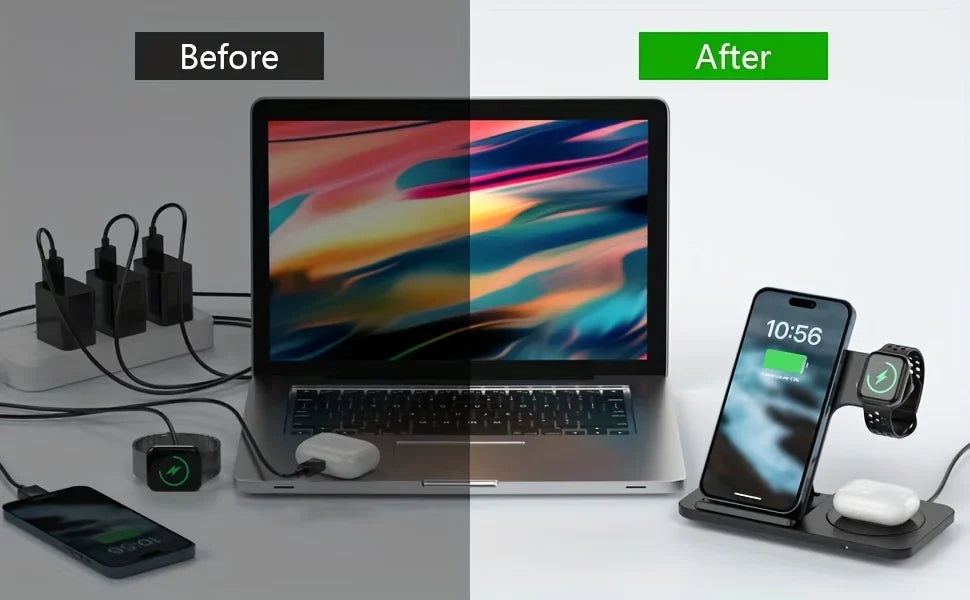 Foldable 3 In 1 Magnetic Wireless Dock Station - Compatible with any devices