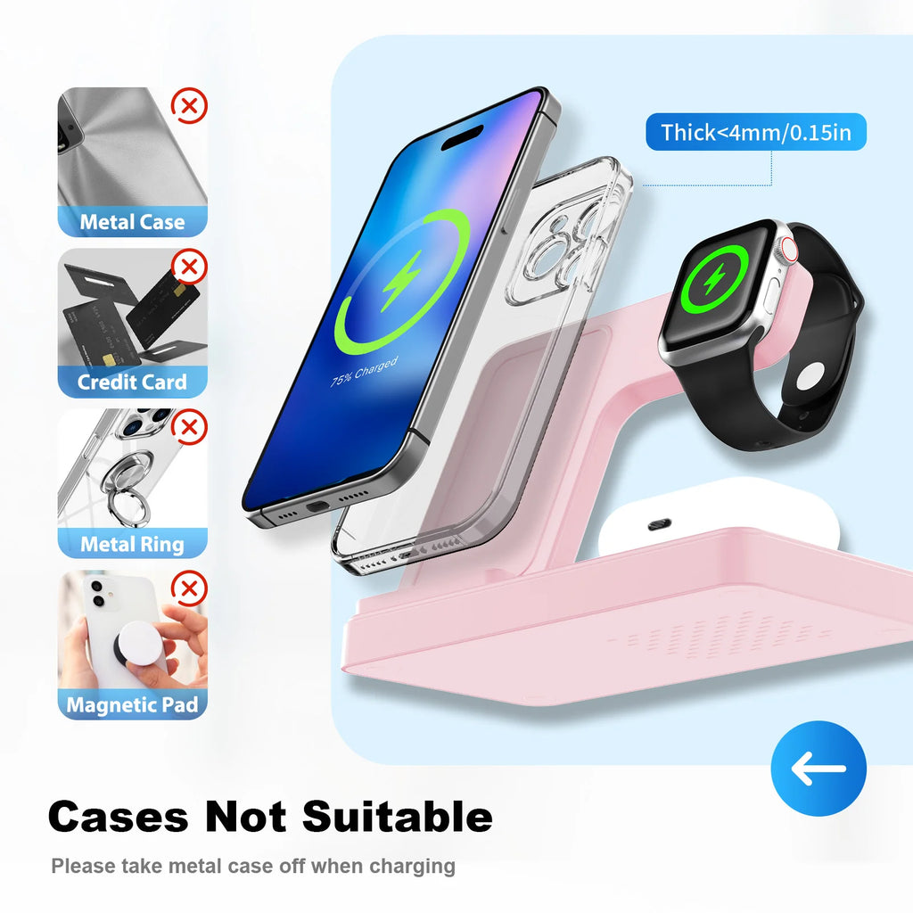 3 In 1 Magnetic Wireless Dock Station - Compatible with any devices