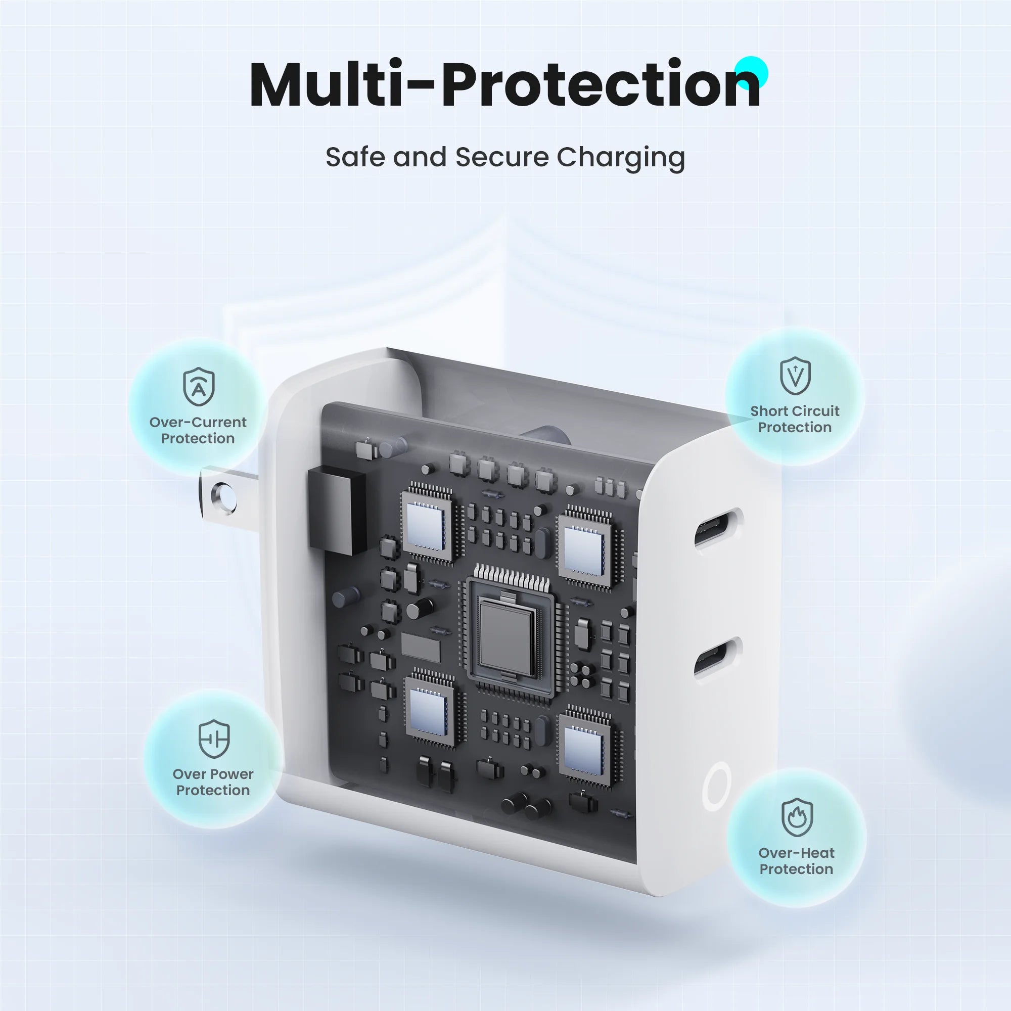 Duel Ports USB-C Lightning Charger with Charging Light