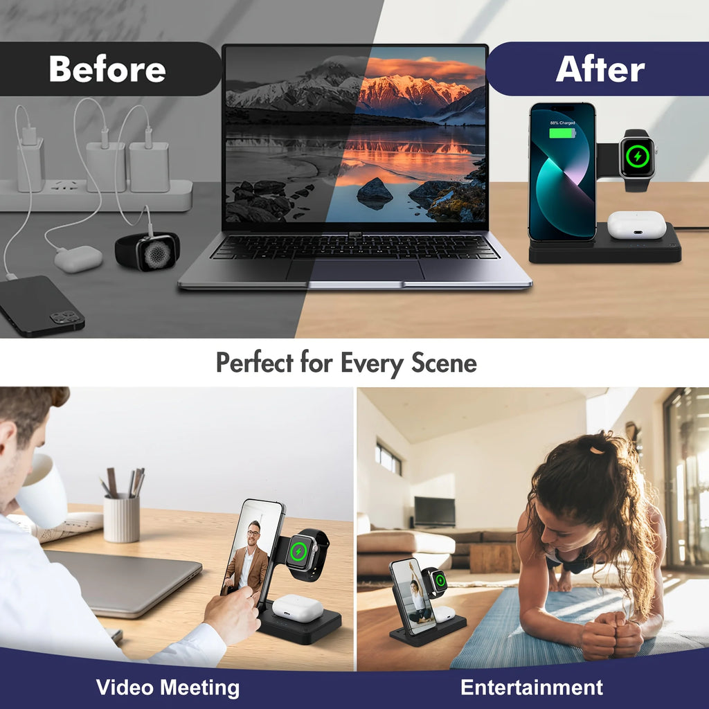3 In 1 Magnetic Wireless Dock Station - Compatible with any devices