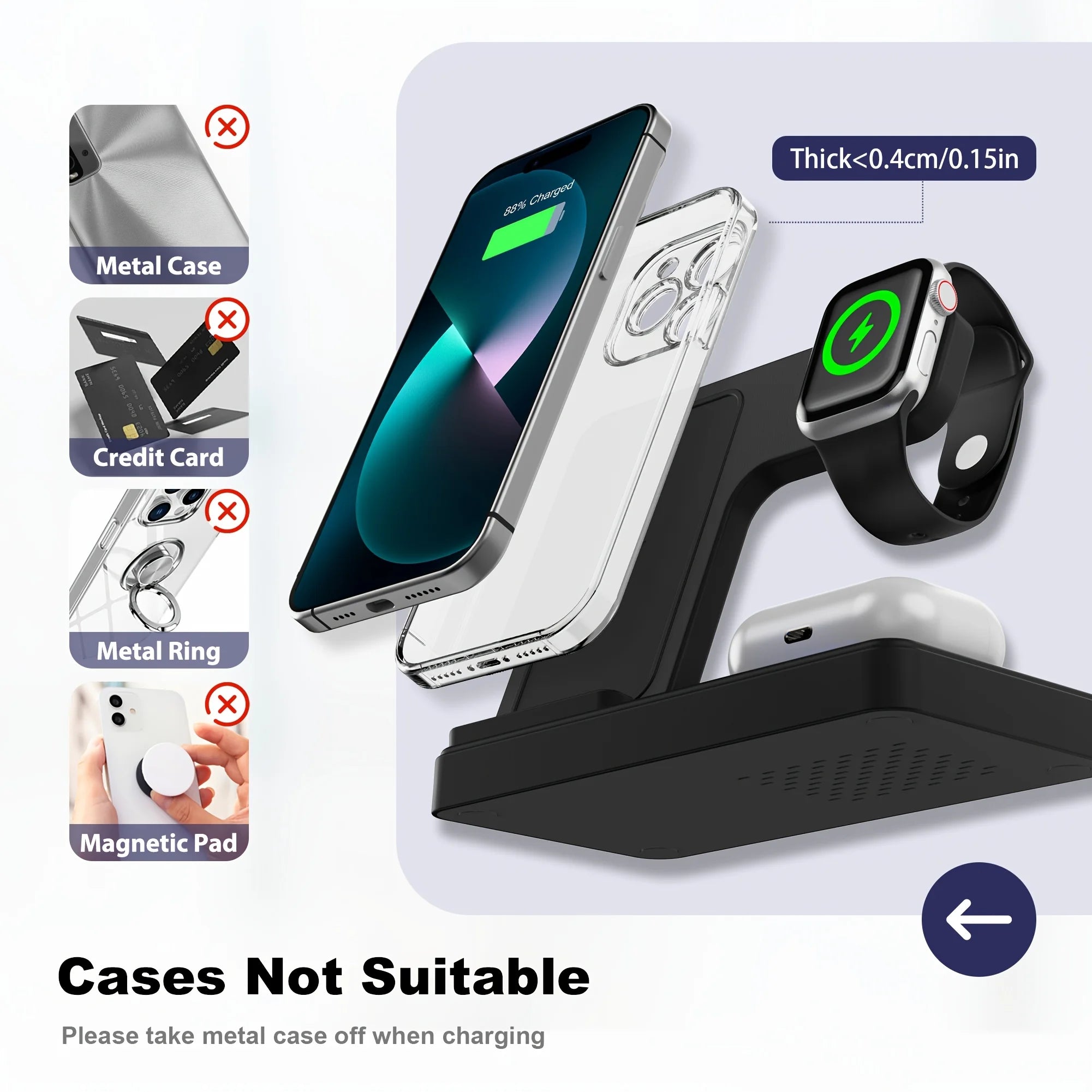 3 In 1 Magnetic Wireless Dock Station - Compatible with any devices