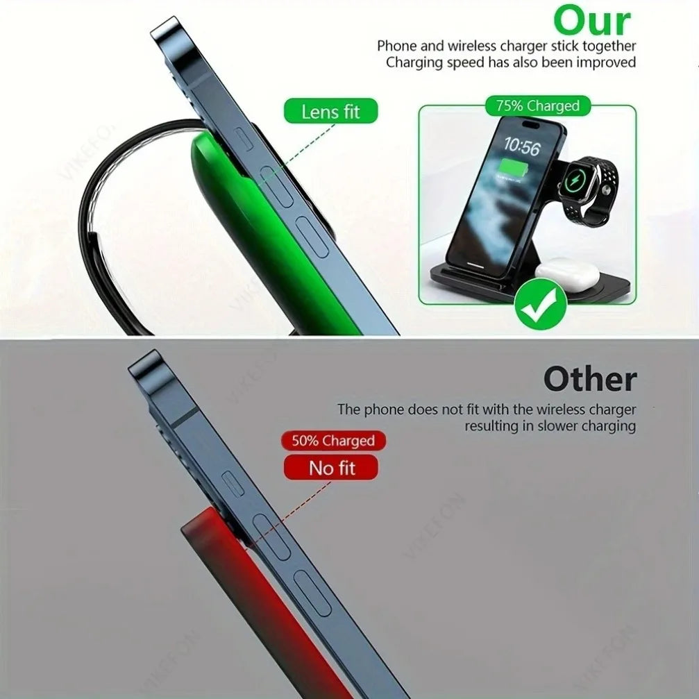 Foldable 3 In 1 Magnetic Wireless Dock Station - Compatible with any devices