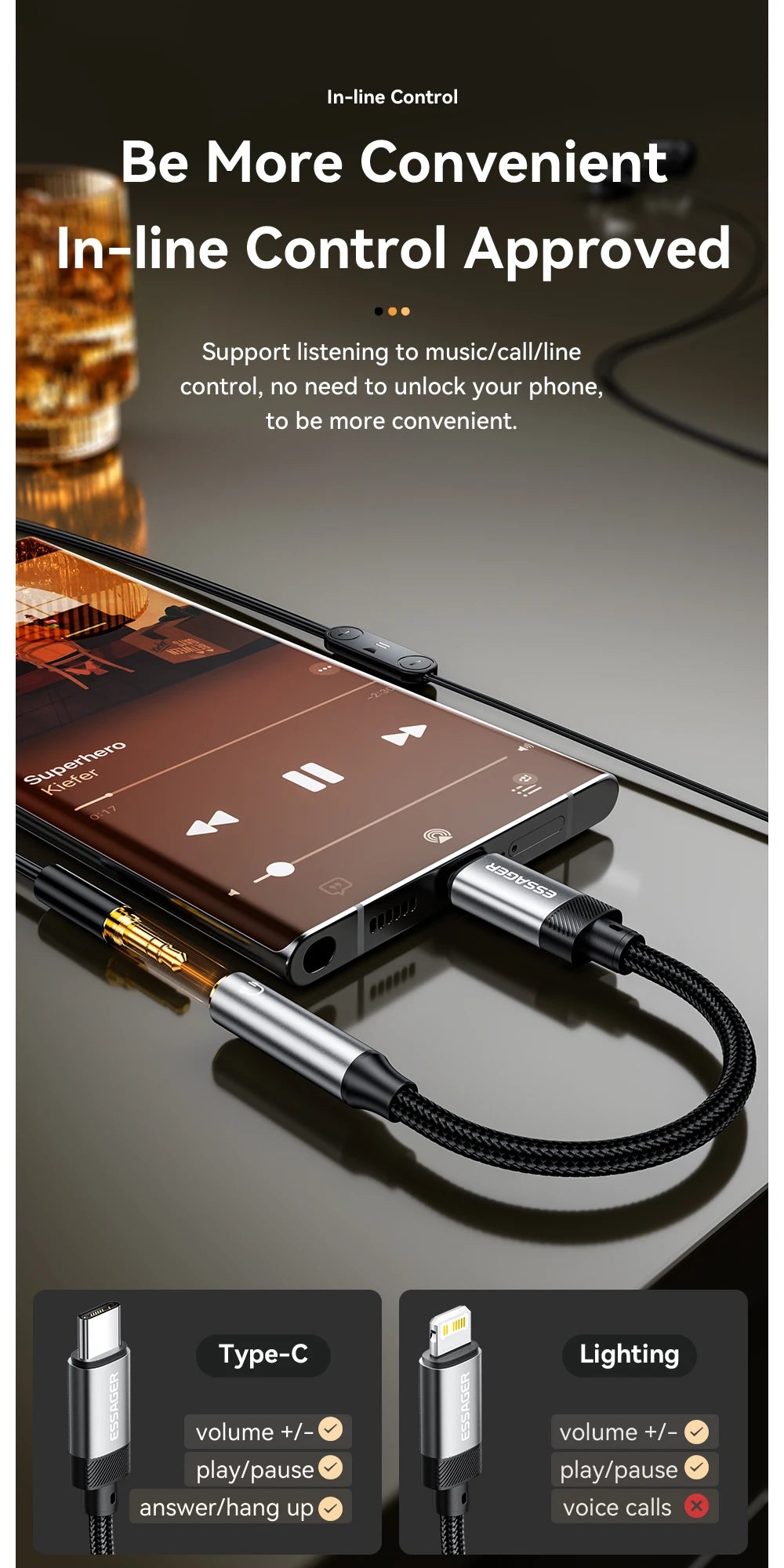 Lightning to 3.5mm Aux Audio Adapter